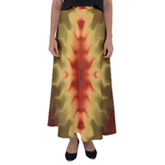 Red Gold Tie Dye Flared Maxi Skirt