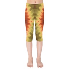 Red Gold Tie Dye Kids  Capri Leggings 