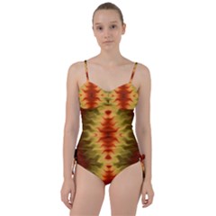 Red Gold Tie Dye Sweetheart Tankini Set