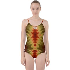 Red Gold Tie Dye Cut Out Top Tankini Set by SpinnyChairDesigns