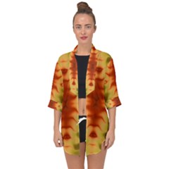 Red Gold Tie Dye Open Front Chiffon Kimono