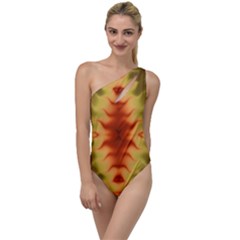 Red Gold Tie Dye To One Side Swimsuit