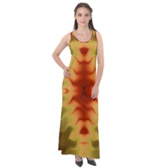 Red Gold Tie Dye Sleeveless Velour Maxi Dress by SpinnyChairDesigns