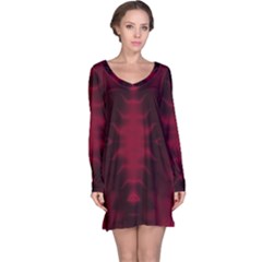 Black Red Tie Dye Pattern Long Sleeve Nightdress