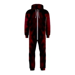 Black Red Tie Dye Pattern Hooded Jumpsuit (kids) by SpinnyChairDesigns