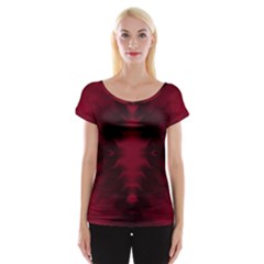 Black Red Tie Dye Pattern Cap Sleeve Top