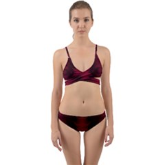 Black Red Tie Dye Pattern Wrap Around Bikini Set