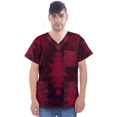 Black Red Tie Dye Pattern Men s V-neck Scrub Top