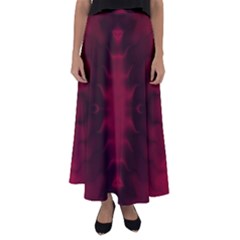 Black Red Tie Dye Pattern Flared Maxi Skirt