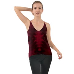 Black Red Tie Dye Pattern Chiffon Cami