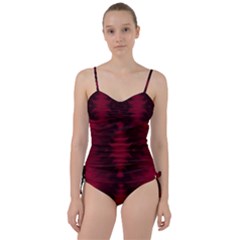 Black Red Tie Dye Pattern Sweetheart Tankini Set