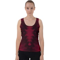 Black Red Tie Dye Pattern Velvet Tank Top