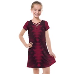 Black Red Tie Dye Pattern Kids  Cross Web Dress by SpinnyChairDesigns