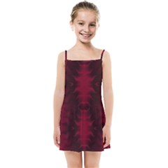 Black Red Tie Dye Pattern Kids  Summer Sun Dress by SpinnyChairDesigns