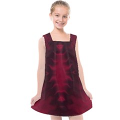 Black Red Tie Dye Pattern Kids  Cross Back Dress by SpinnyChairDesigns