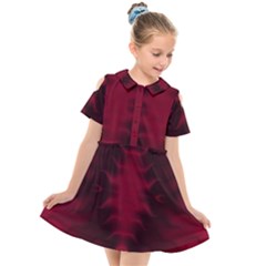 Black Red Tie Dye Pattern Kids  Short Sleeve Shirt Dress