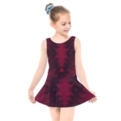 Black Red Tie Dye Pattern Kids  Skater Dress Swimsuit