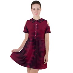 Black Red Tie Dye Pattern Short Sleeve Shoulder Cut Out Dress 