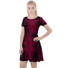 Black Red Tie Dye Pattern Cap Sleeve Velour Dress 