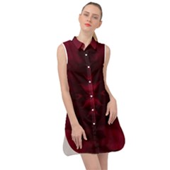 Black Red Tie Dye Pattern Sleeveless Shirt Dress
