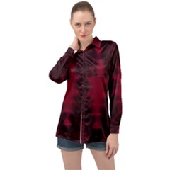 Black Red Tie Dye Pattern Long Sleeve Satin Shirt