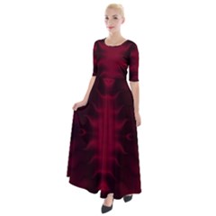 Black Red Tie Dye Pattern Half Sleeves Maxi Dress