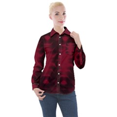 Black Red Tie Dye Pattern Women s Long Sleeve Pocket Shirt