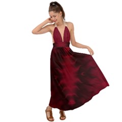 Black Red Tie Dye Pattern Backless Maxi Beach Dress