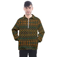 Boho Rustic Green Men s Half Zip Pullover by SpinnyChairDesigns