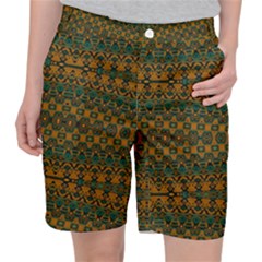 Boho Rustic Green Pocket Shorts by SpinnyChairDesigns