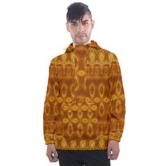 Boho Honey Gold Men s Front Pocket Pullover Windbreaker by SpinnyChairDesigns