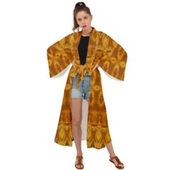 Boho Honey Gold Maxi Kimono by SpinnyChairDesigns