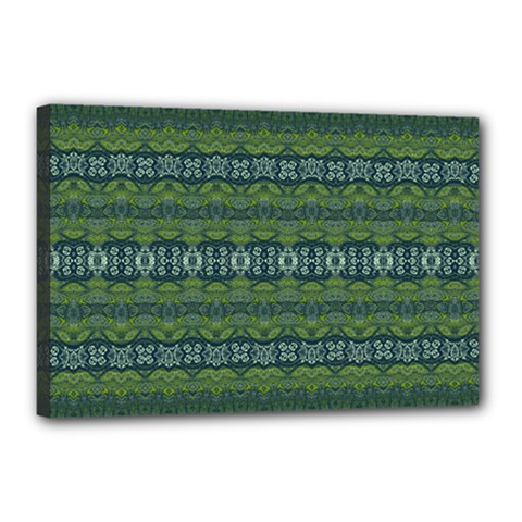 Boho Forest Green  Canvas 18  X 12  (stretched) by SpinnyChairDesigns