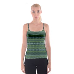 Boho Forest Green  Spaghetti Strap Top by SpinnyChairDesigns