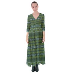 Boho Forest Green  Button Up Maxi Dress by SpinnyChairDesigns