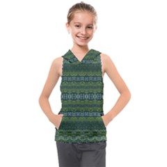 Boho Forest Green  Kids  Sleeveless Hoodie