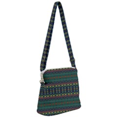 Boho Summer Green Zipper Messenger Bag by SpinnyChairDesigns