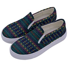 Boho Summer Green Kids  Canvas Slip Ons by SpinnyChairDesigns