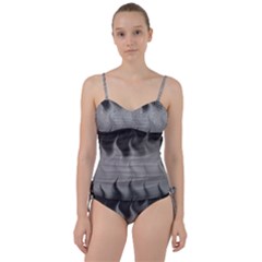 Abstract Black Grey Sweetheart Tankini Set by SpinnyChairDesigns