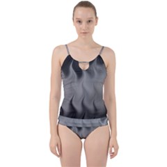 Abstract Black Grey Cut Out Top Tankini Set by SpinnyChairDesigns