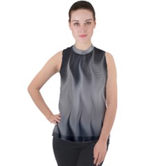 Abstract Black Grey Mock Neck Chiffon Sleeveless Top by SpinnyChairDesigns