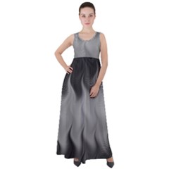 Abstract Black Grey Empire Waist Velour Maxi Dress by SpinnyChairDesigns