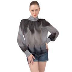 Abstract Black Grey High Neck Long Sleeve Chiffon Top by SpinnyChairDesigns