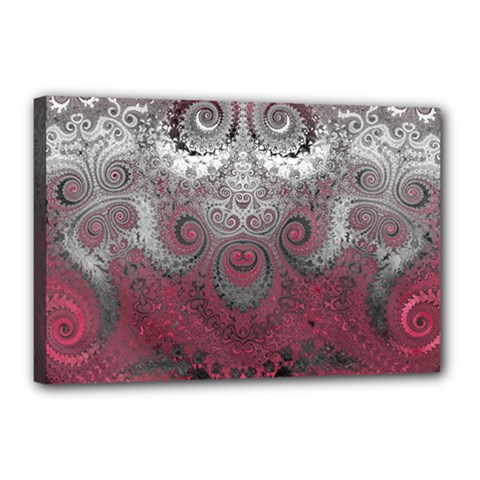 Black Pink Spirals And Swirls Canvas 18  X 12  (stretched) by SpinnyChairDesigns
