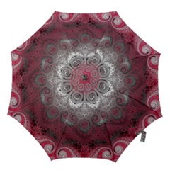 Black Pink Spirals And Swirls Hook Handle Umbrellas (large) by SpinnyChairDesigns