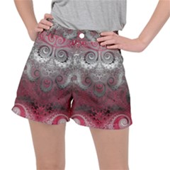 Black Pink Spirals And Swirls Ripstop Shorts by SpinnyChairDesigns