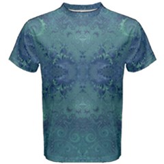 Teal Spirals And Swirls Men s Cotton Tee by SpinnyChairDesigns