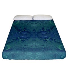 Teal Spirals And Swirls Fitted Sheet (california King Size) by SpinnyChairDesigns