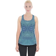 Teal Spirals And Swirls Piece Up Tank Top by SpinnyChairDesigns