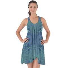 Teal Spirals And Swirls Show Some Back Chiffon Dress by SpinnyChairDesigns